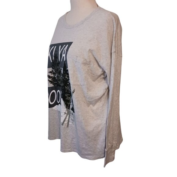 NEW Offline by Aerie Heather Gray Cotton Oversized Graphic‎ T-shirt Size L - Picture 3 of 10
